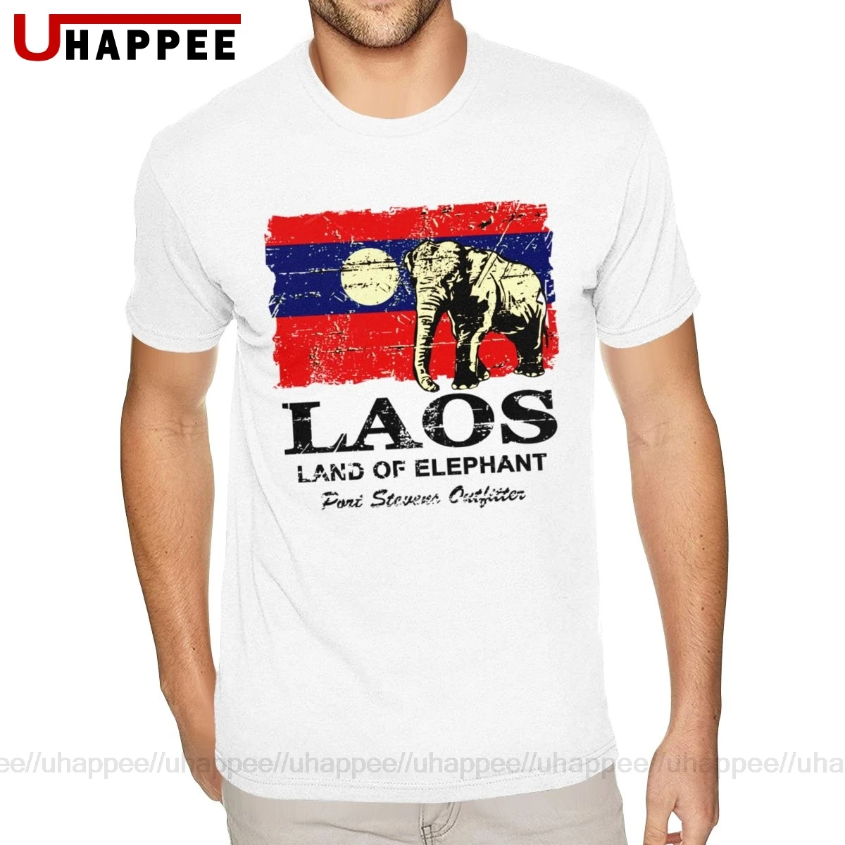 Футболки с изображением слона Лаоса флага на день рождения мужские футболки