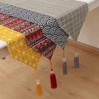 christmas decoration linen table flag table runners printed tassel tablecloth placemat hotel home festival party decoration
