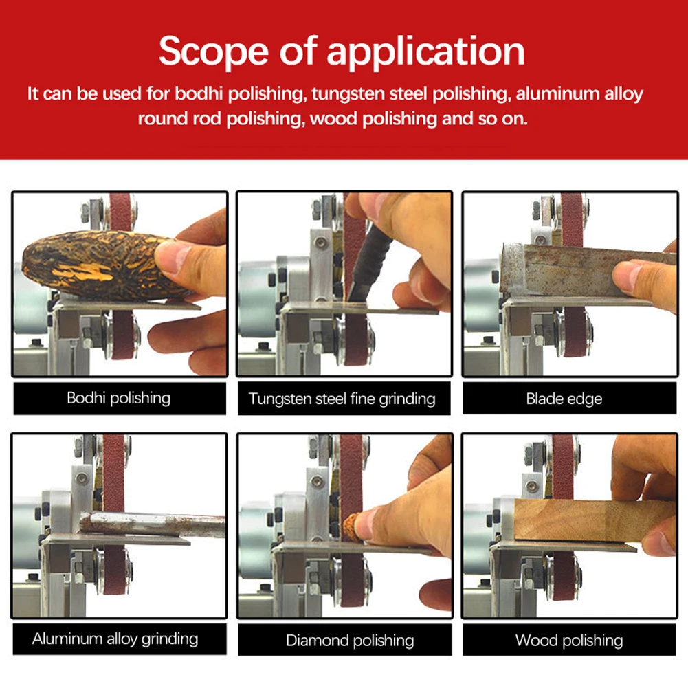 

Mini Grinding Polishing Machine Forward Reverse Turning Belt Machine Table Sand Belt Machine Double Belt Wheel Sand Belt Machine