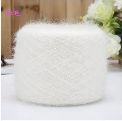 beige white 100 г/лот шерсть ангоры пряжа тонкая эластичная мохеровая ручная вязанная крючком тканая шерсть нить - Цвет: beige white