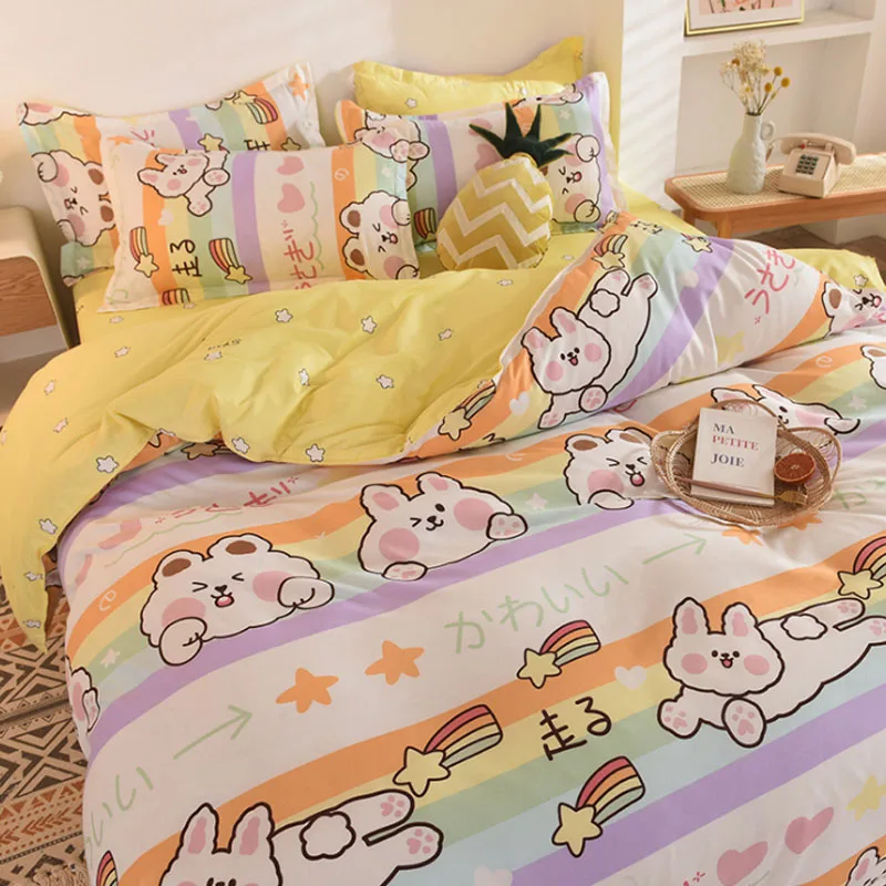 

Bedding Set Home Textile Urban Stylish Simple Duvet Cover Pillowcase Bed Sheet Kid Teen Girl Boy Single Twin Queen Size 3/4PCS