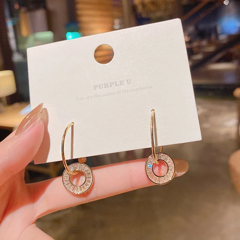 

Luxury 14K Real Gold S925 Silver Needle Fashion Earring Zircon Super Flash Stud Earrings for Women Cubic Zircon ZC Earrings