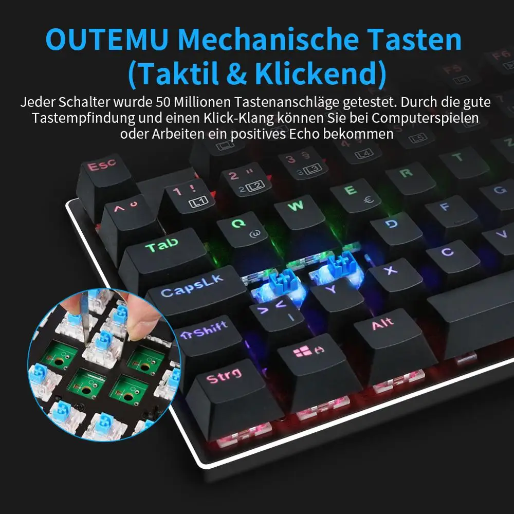 Keyboard Wired Gaming Rainbow LEDBacklit 105 Anti-ghosting Blue Switch For Game Laptop PC German Layout | Компьютеры и офис