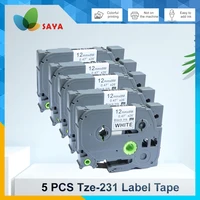 saya 5 pcs p touch compatible for brother tze 231 12mmx8m standard labeling tape