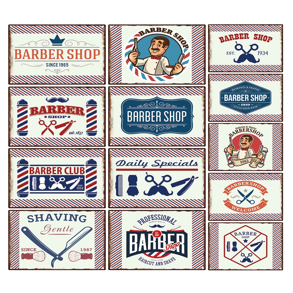 

Barber Metal Sign Plaque Metal Vintage Tin Sign Retro Barber Shop Signs Wall Decor Iron Painting Metal Wall Art Barber Decor