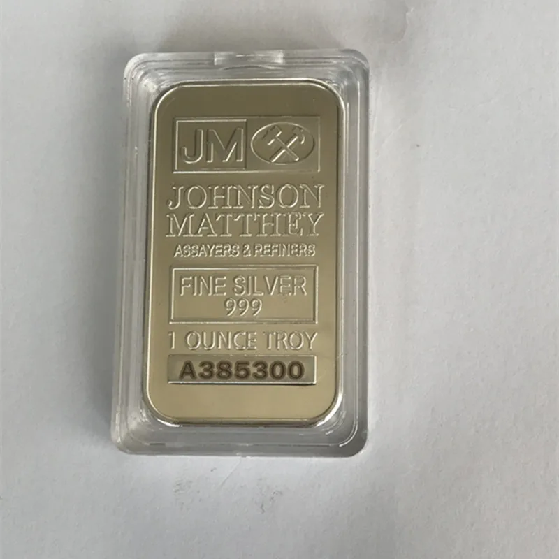 50 шт. немагнитные монеты Johnson Matthey bar JM слитки 1 унция серебряные покрытые