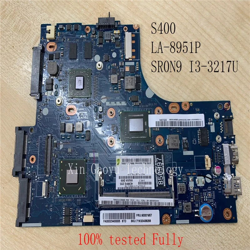 Оригинал для Lenovo S400 без сенсорного ноутбука Материнская плата VIUS3 VIUS4 LA-8951P SR0N9 I3-3217U DDR3L 100% полностью протестирована