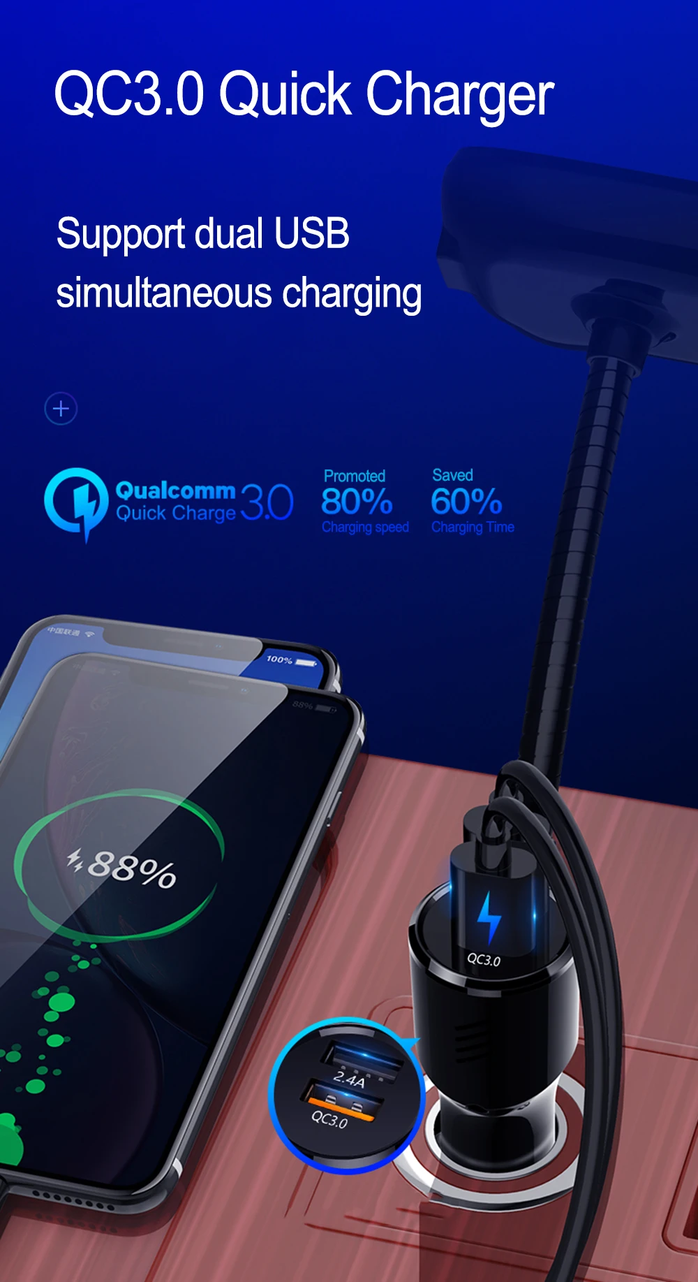 JINSERTA QC3.0, зарядное устройство, режим эквалайзера, автомобильный Bluetooth 5,0, fm-передатчик, громкая связь, 1,77 дюймов, TFT цветной экран, автомобильный комплект, поддержка AUX/TF/U диска