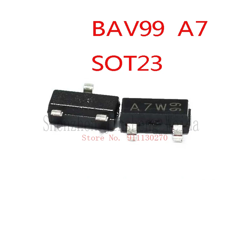 50 шт. BAV99 A7 A7W СОТ-23 0.2A/70V SOT23 сот SMD новый и оригинальный IC Чипсет | Электронные