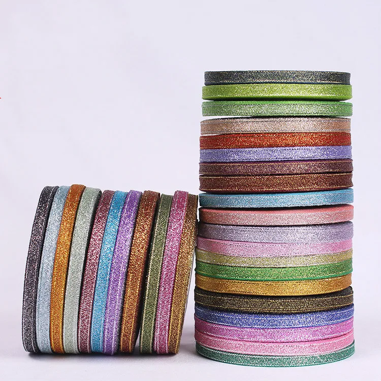 Блестящая лента золотого Серебряного и металлического цвета 6 мм 25 ярдов в рулоне