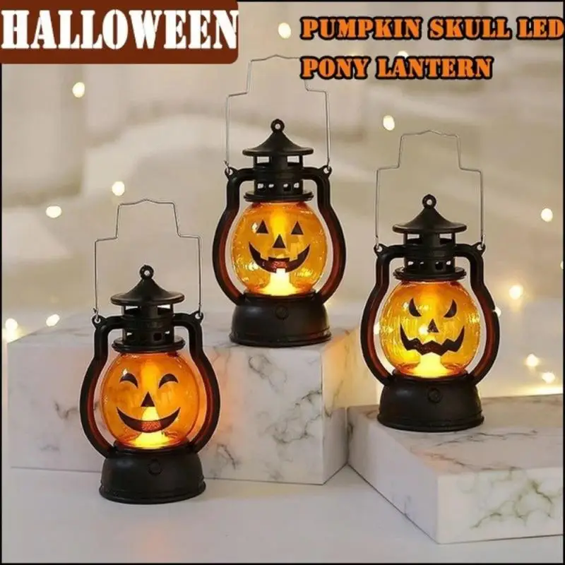 2021 Retro Halloween Light For Bar Party LED Pumpkin Oil Lamp Table Top Home Hanging Lantern Happy Decoration | Дом и сад