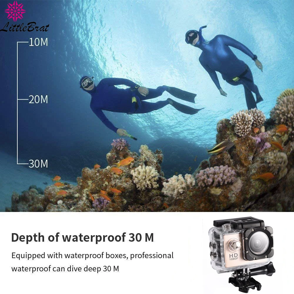 Комплект экшн-камеры Ultra HD 4K включает в себя 12 МП 30 м подводную водонепроницаемую