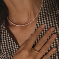 ywzixln 2021 elegant jewelry gold color ball pendant necklace for women fashion white imitation pearl choker necklace n0218