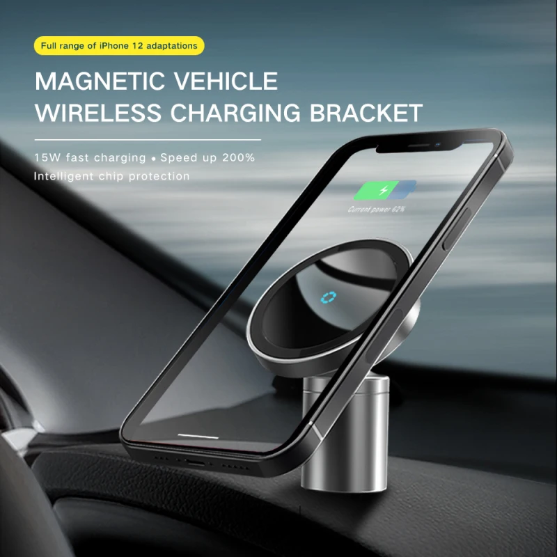 

15W Magnetic Vehicle-mounted Wireless Charging Bracket Mobile Phone Holder For iPhone 12 / 12 Mini / 12 Pro / 12 Pro Max