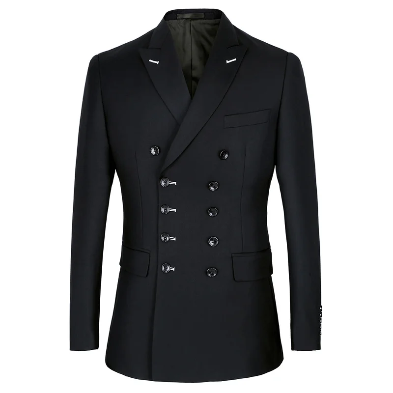 Shenrun мужские костюмы Slim Fit модный костюм двубортный пиковый нагрудный темно-синий черный свадебный костюм для жениха
