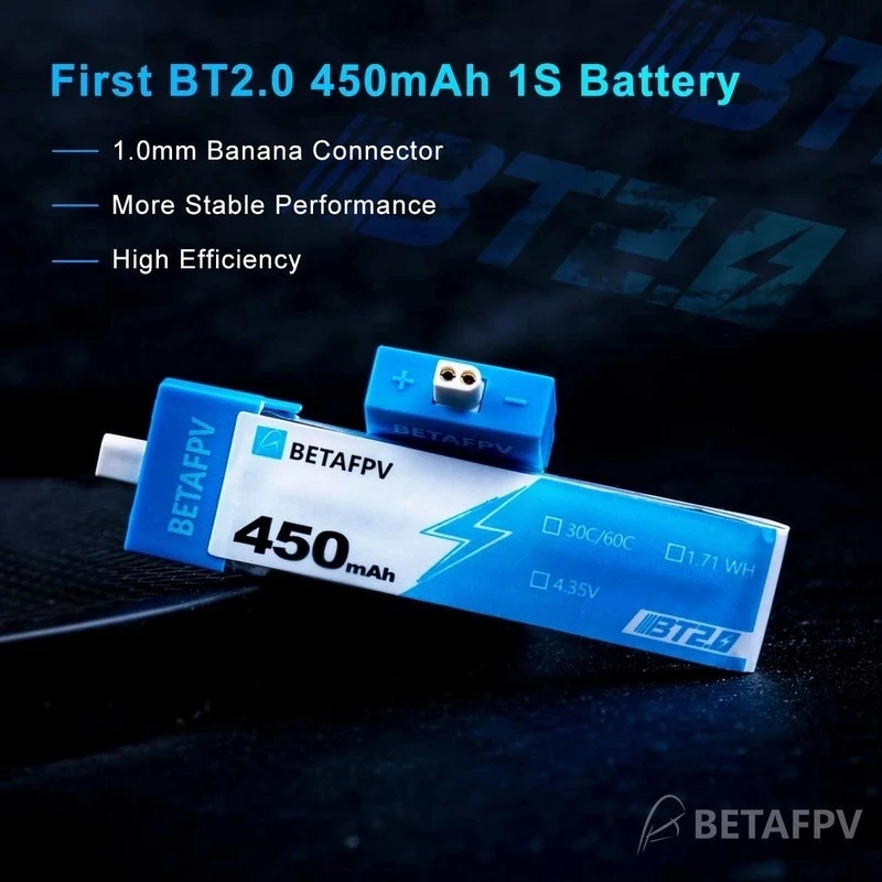 BETAFPV-bater&iacute;a BT2.0 de 450mAh para Dron teledirigido, conector para bater&iacute;a de BETAFPV, Ceuts, 4,35 V, 30C, FPV, Lipo, BT2.0, para betafpv, cetus, 4 Uds.-4