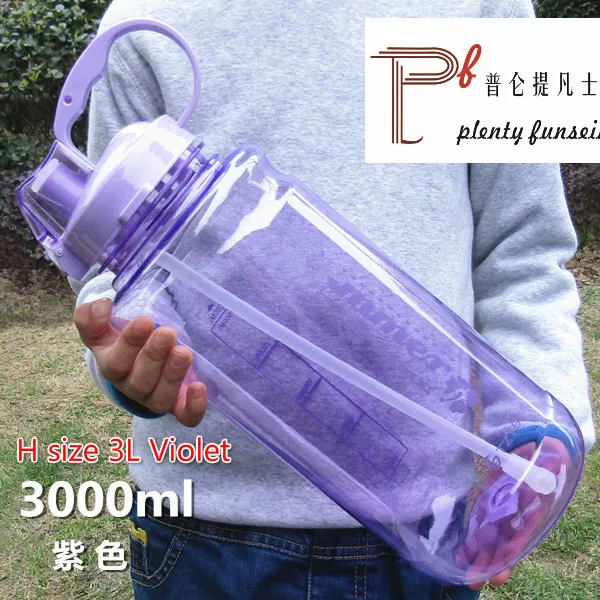 H size 3L violet Лидер продаж, супер большая емкость, компактный портативный чайник для воды, пластиковая бутылка для чая, напитков, 1.5L/2L/2.5L/3L - Цвет: H size 3L violet