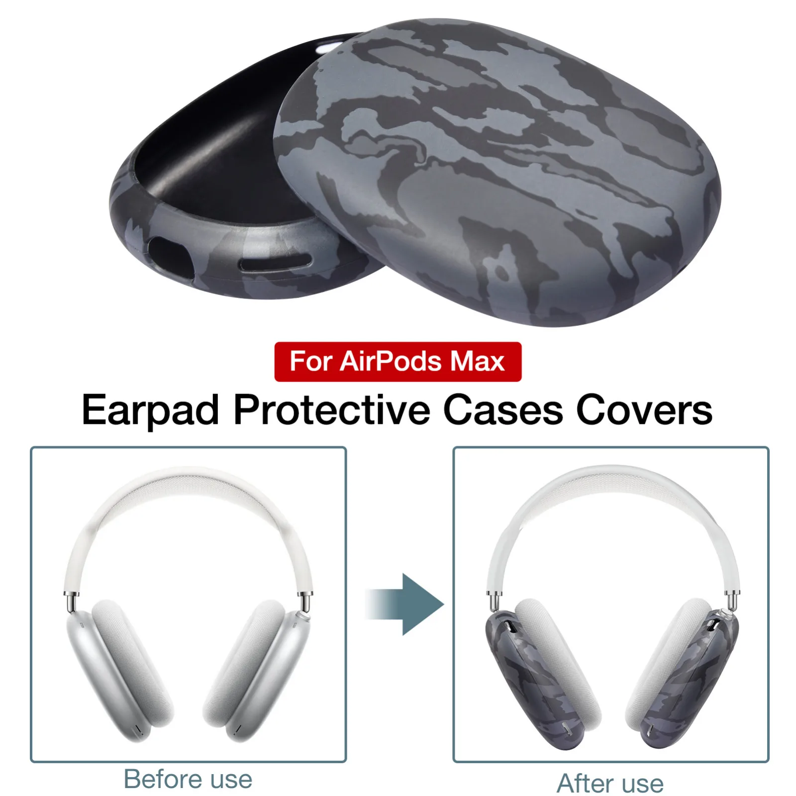 

A Pair Case Compatible for AirPods Max Shock-Proof Protective Frame Full Cover Shock-Proof Protective Frame Full Cover Earphone