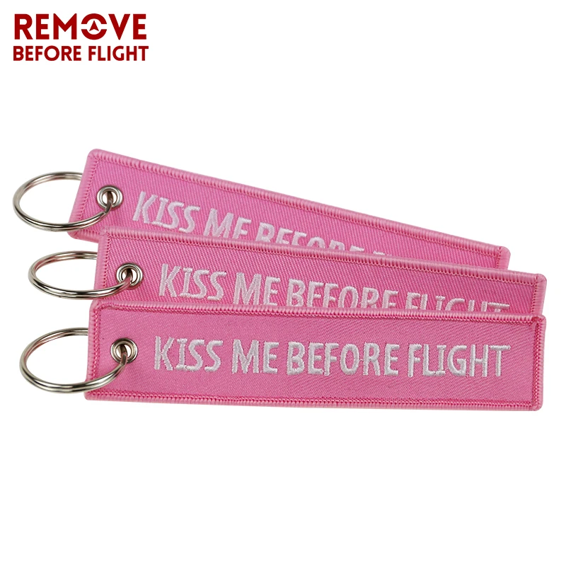 3 шт./лот модный брелок бижутерия Kiss Me Before Flight llaveros брелки с вышивкой OEM для