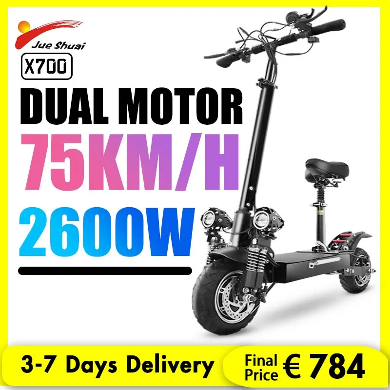 

EU STOCK 2600W Dual Motor Electric Scooters Adults 75KM/H Max Speed Folding E Scooter 70KM Long Range Patinete Elétrico