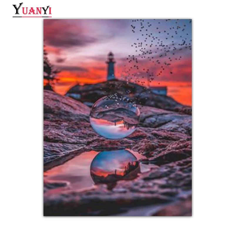 

Полностью квадратная Алмазная картина, полная круглая мозаика, алмазная вышивка, вышивка крестиком, фантазия, капли воды, природный пейзаж, ...