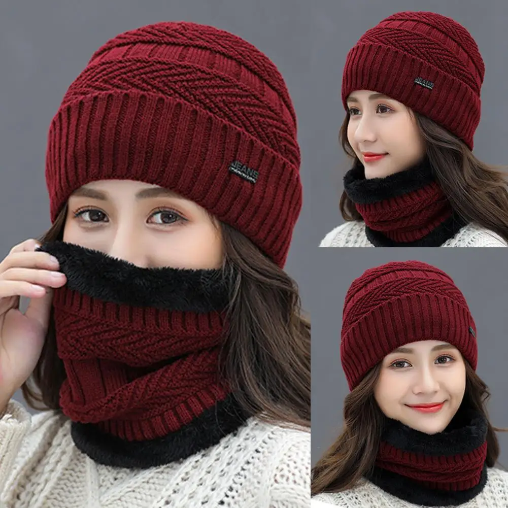 

Winter Cap Scarf Warm Trendy Ear Protection Knitted Winter Hat Face Cover