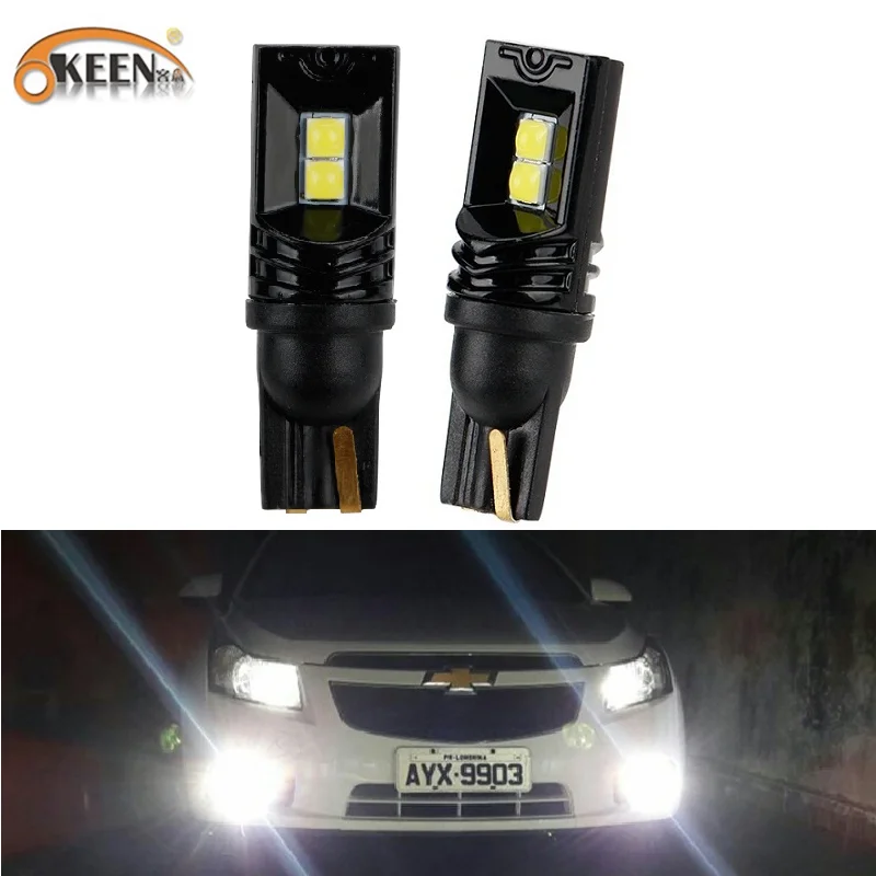 

OKEEN 2pcs Car T10 Led Canbus 6000K White T10 w5w Led Bulbs Ceramics DRL Turn Parking Width Interior Dome Light Reading Lamp 12V