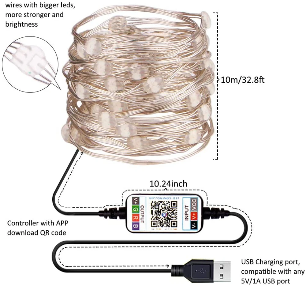 

USB Bluetooth App Control Led String Lights Outdoor Waterproof garland Fairy Lights for bedroom Christmas Tree party Decoration