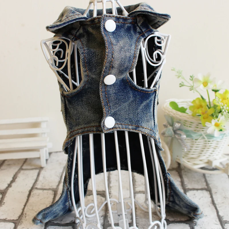 Жилет для домашних питомцев рубашки одежда на весну и осень джинсовая футболка