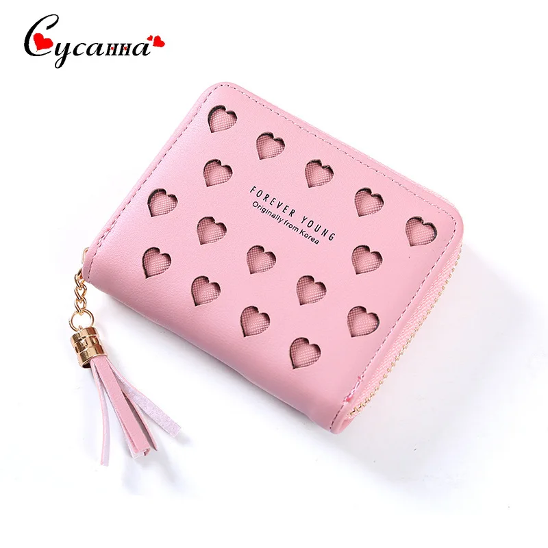 Лидер продаж милые женские кошельки с сердечками на молнии женский маленький