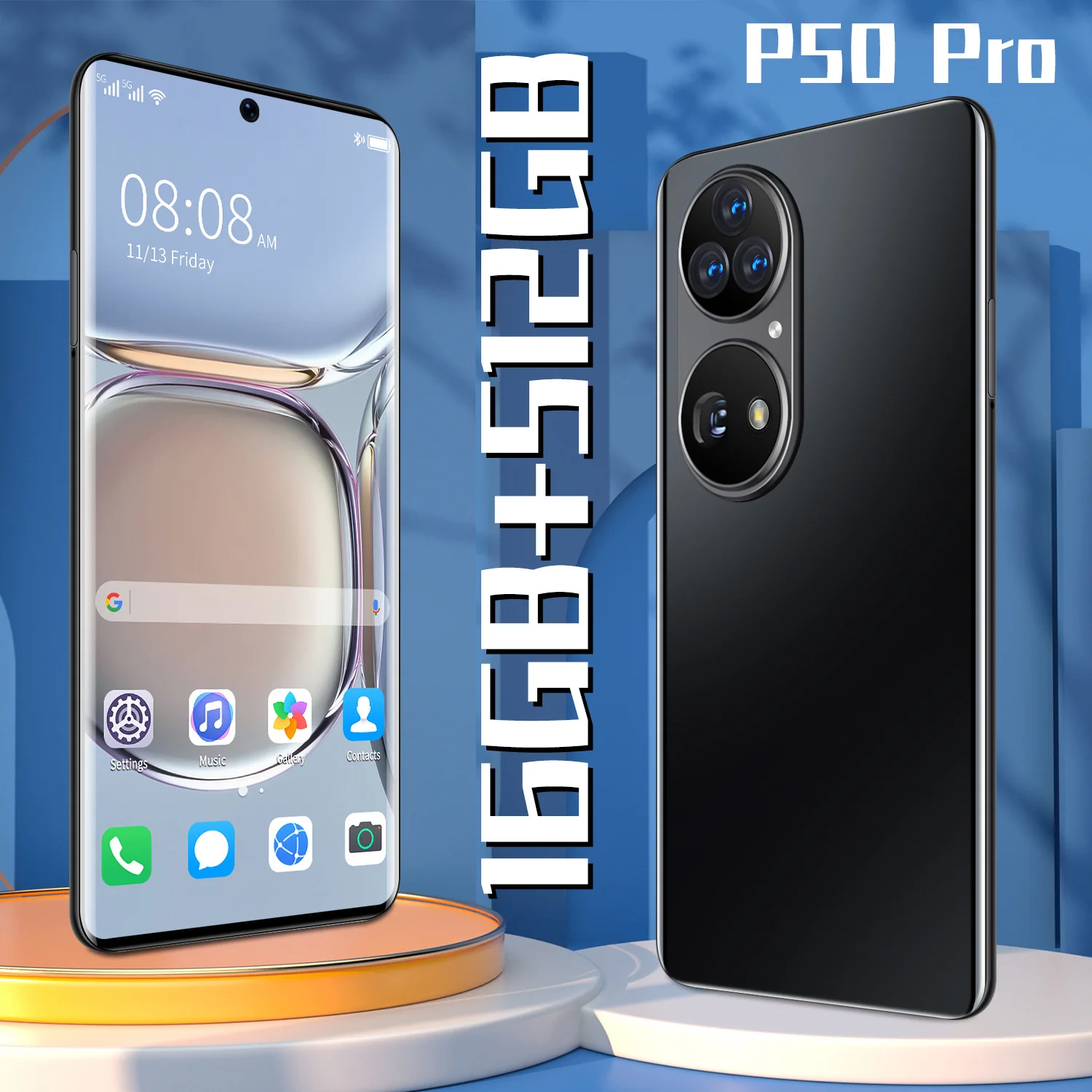 

Huava P50 Pro Smartphone Global Version 7.3 Inch HD Screen 8000mAh Face ID Snapdragon 888 5G 16GB 512GB 32MP 64MP Mobile Phone