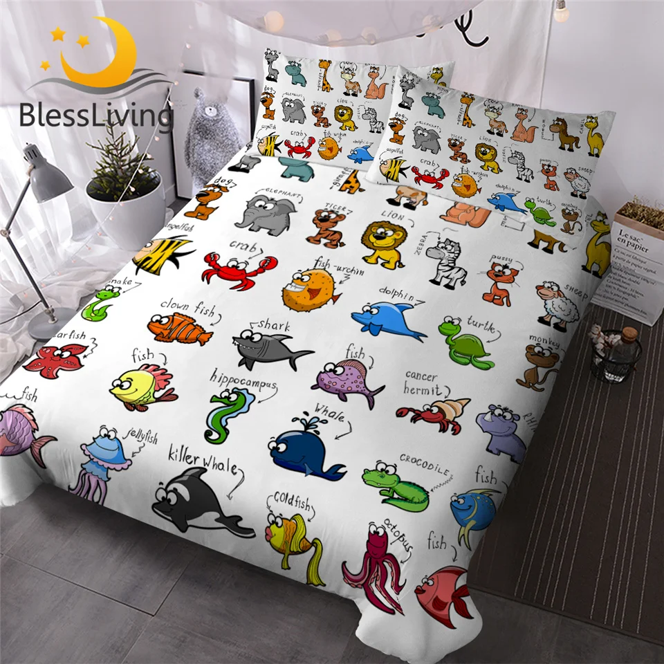 Пододеяльник с 3D принтом зебры обезьяны рыбы|Комплекты постельного белья| |