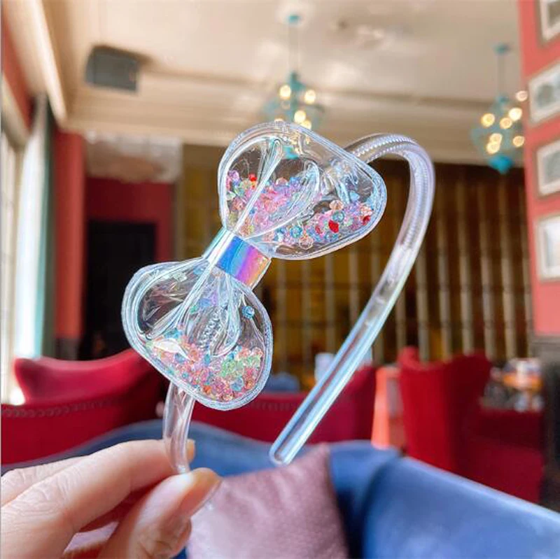 

New Baby Fashion Hair Band Transparent Quicksand Bowknot Headband For Kids Children Girls Cute Princess Hair Jewelry