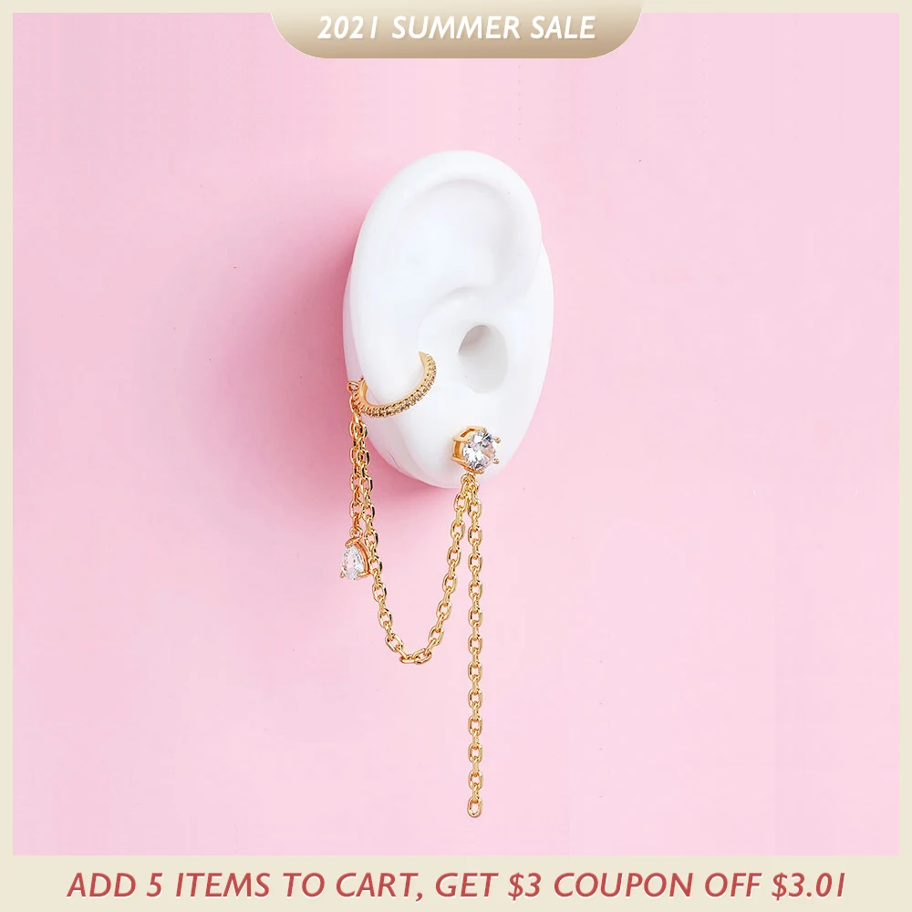 Женские серьги подвески с кристаллами ENFASHION золотого цвета длинными подвесками в