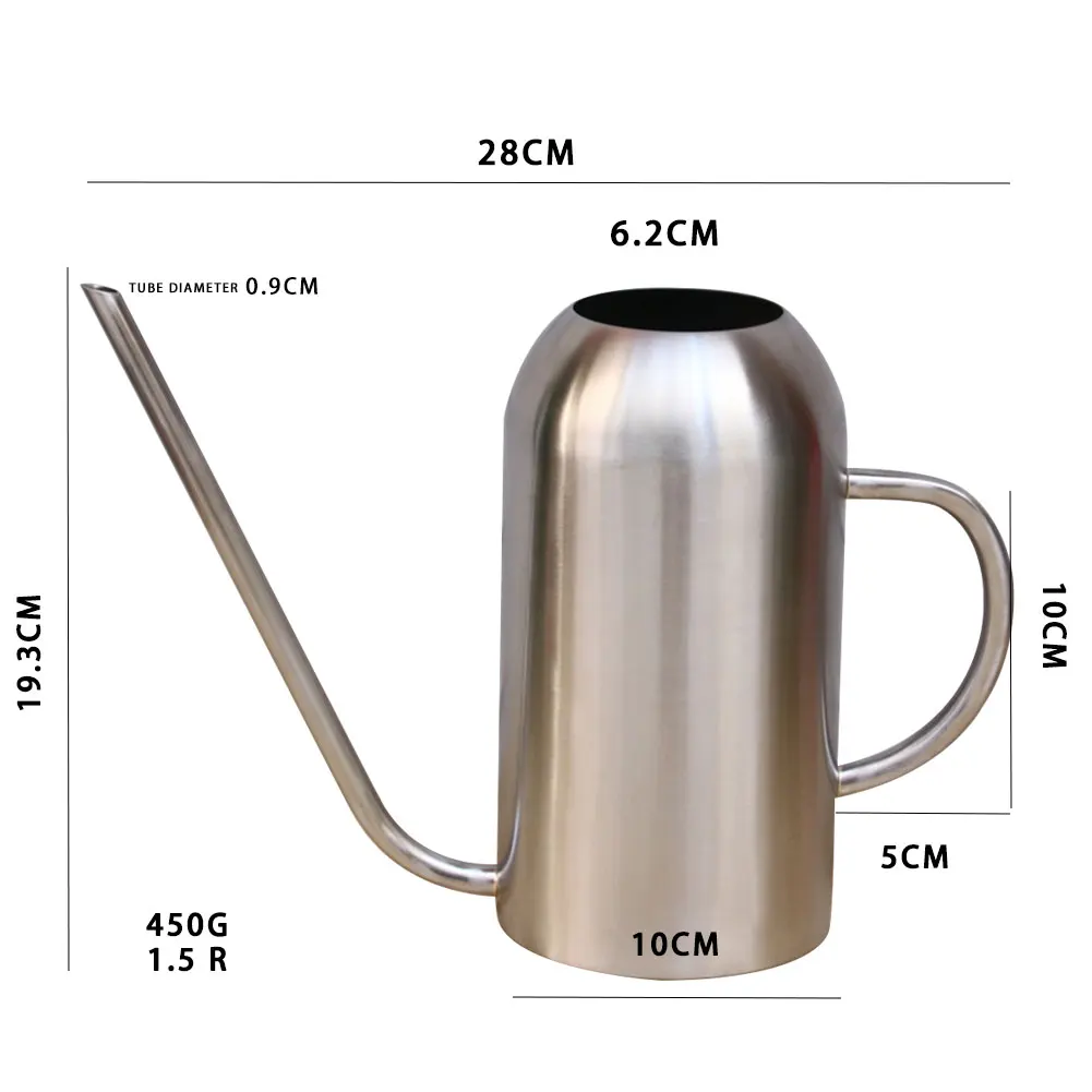 

Stainless Steel Long Mouth 1.5L Watering Can Gardening Watering Kettle Indoor Succulent Potted Plants Watering Pot