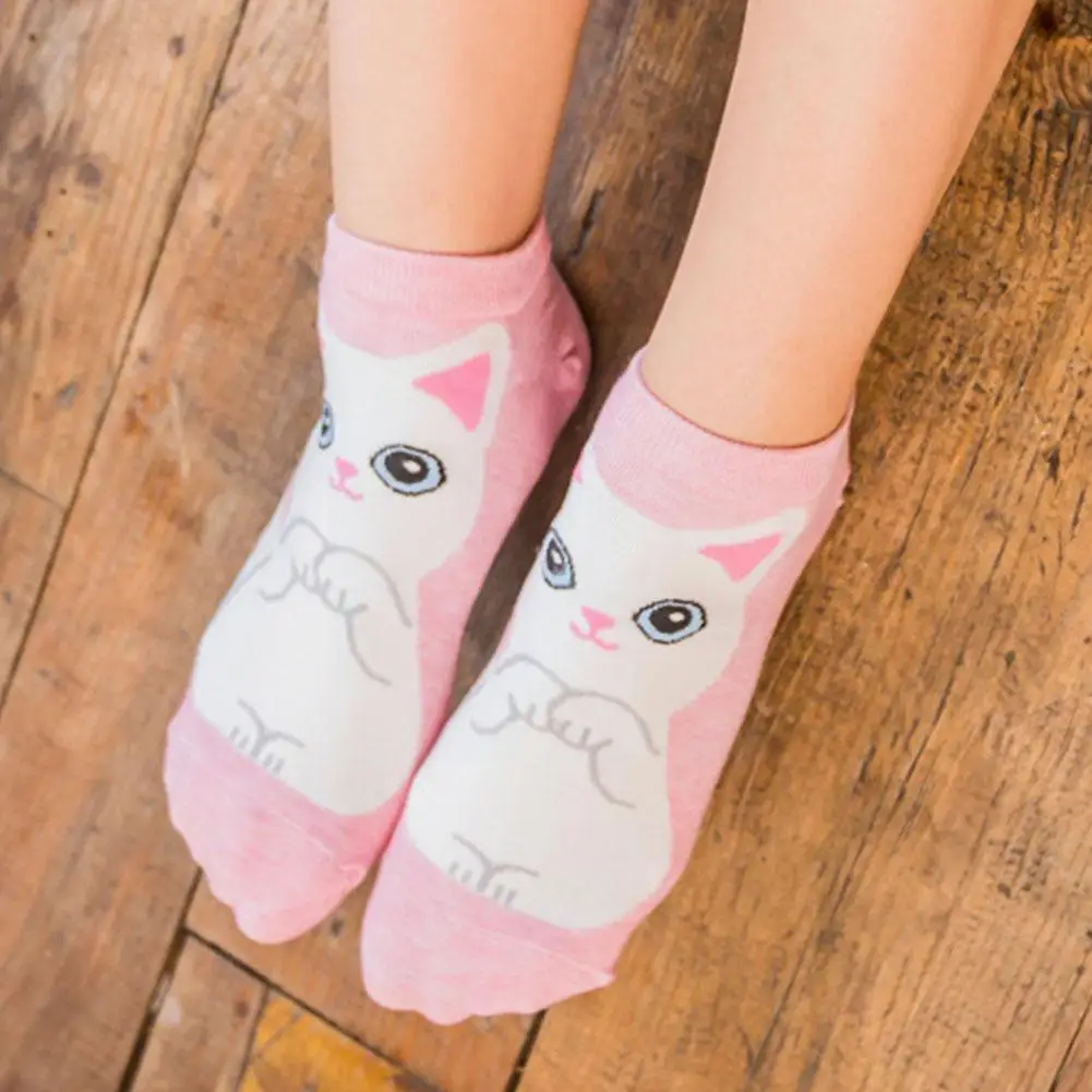 

Cartoon Dog Print Socks Cute Shallow Mouth Cotton Happy Funny New Casual Socks Breathable Women Short Boat Sock Me M7G7