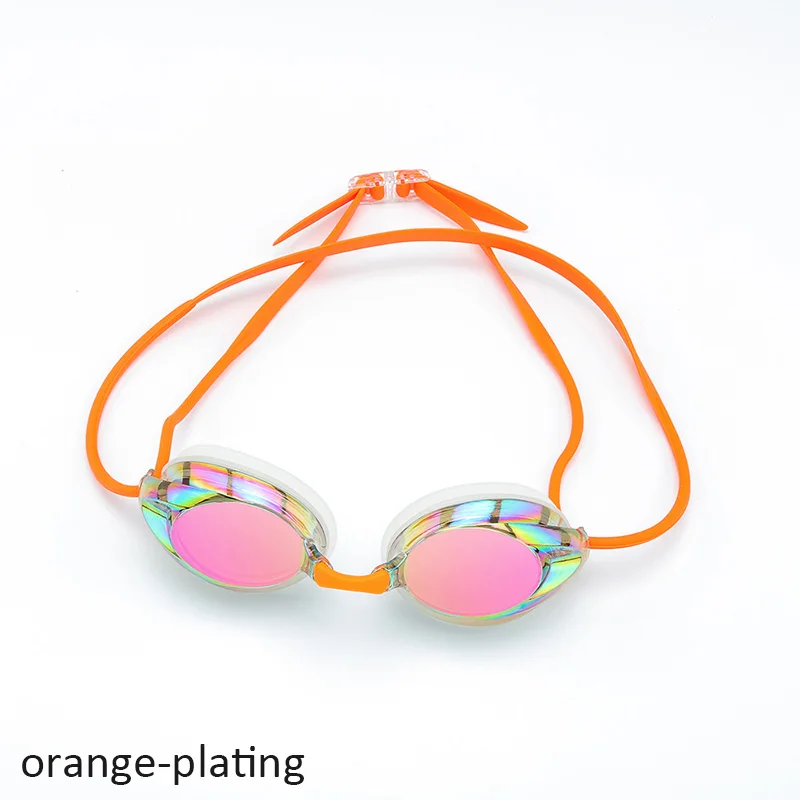 orange plating Лучшие плавательные очки, плавательные очки HD мужские и женские водонепроницаемые противотуманные очки для купальные принадлежности - Цвет: orange plating
