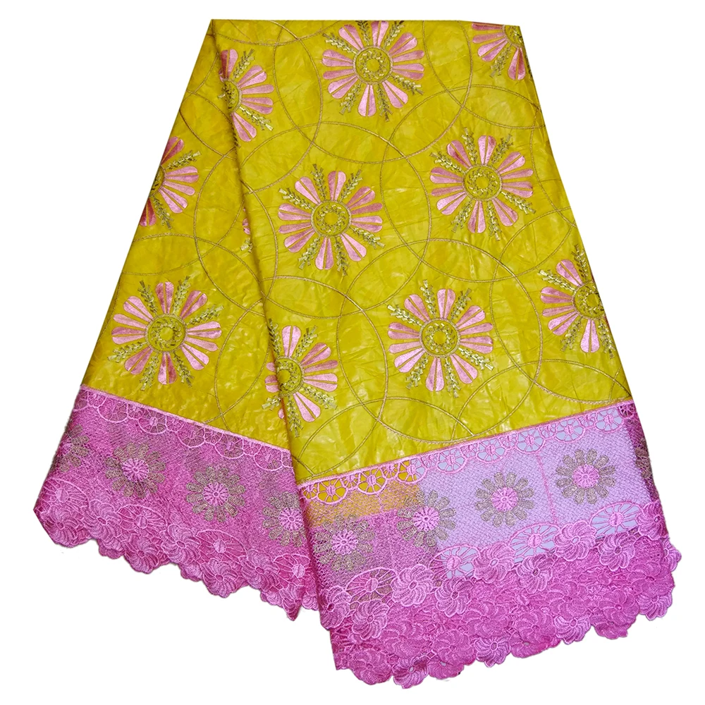 Кружевная ткань с золотой вышивкой африканская восковая Bazin Новые поступления |