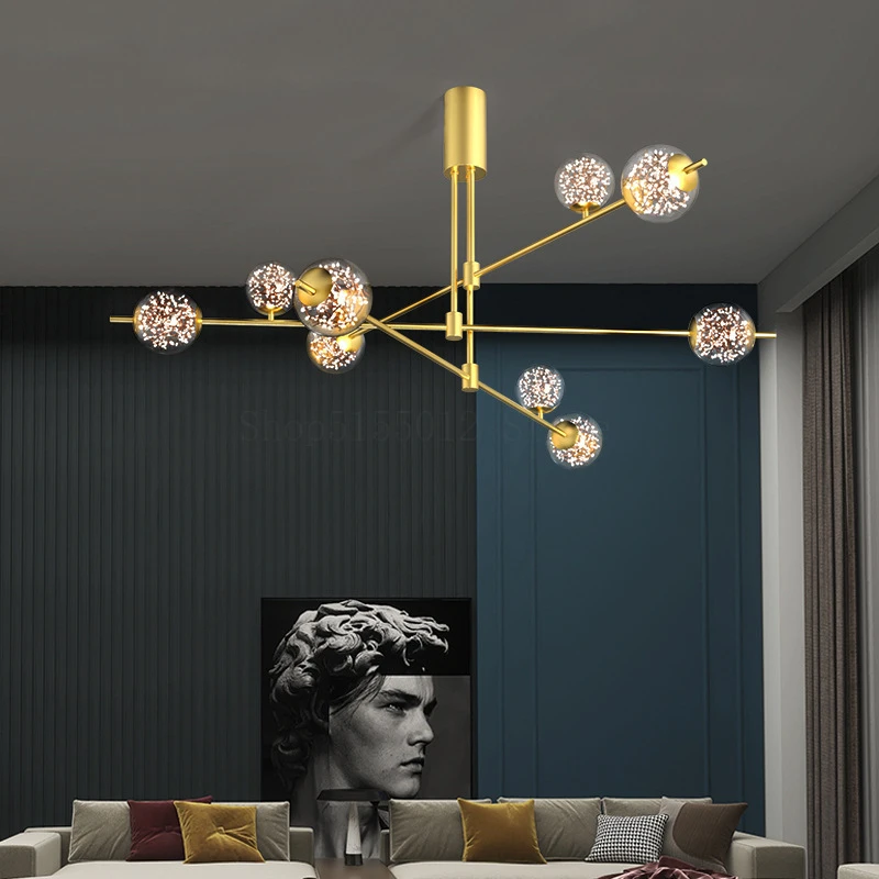 

Nordic Glass Starry Ceiling Chandelier for Children's Bedroom Lamp Living Room Decoration Modern Home Decor LED Chandeliers