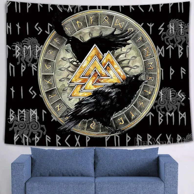 

Viking Raven Runic Tapestries For Living Room Bedroom Dorm Decor