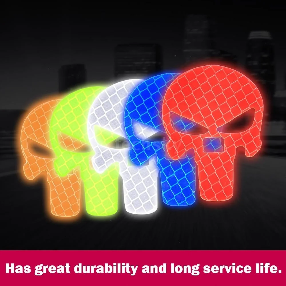 1PCS 60X40mm Car Reflective Skull Sticker Moto Truck Helmet Decal Water-Resistant Decorative Anti-Collision Warning | Автомобили и