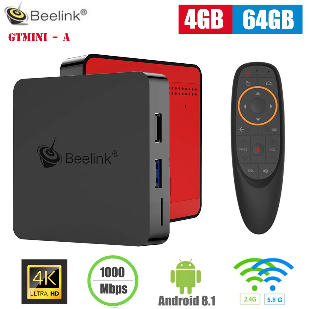 Beelink GTmini Smart TV Box Android 8 1 2 4G поддержка голосового пульта 4K Amlogic S905X2 5 8G WiFi 1000 Мбит/с