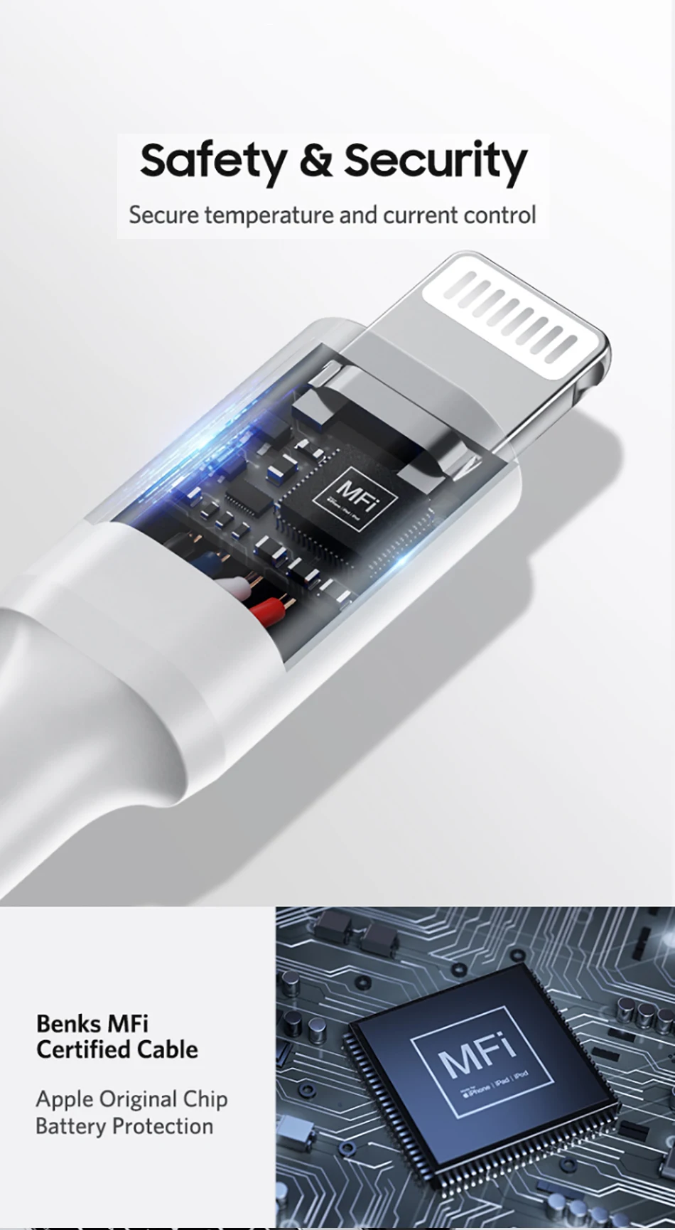 Benks MFi PD кабель для быстрой зарядки для iPhone 11 Pro MAX X XR XS 8 Plus type C-Lightning Кабели для телефонов для iPad Pro шнур зарядного устройства