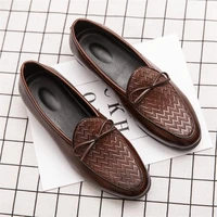 2021 men shoes fashion casual business all match solid color pu classic pattern lace bow low heel comfortable loafers 3kc313