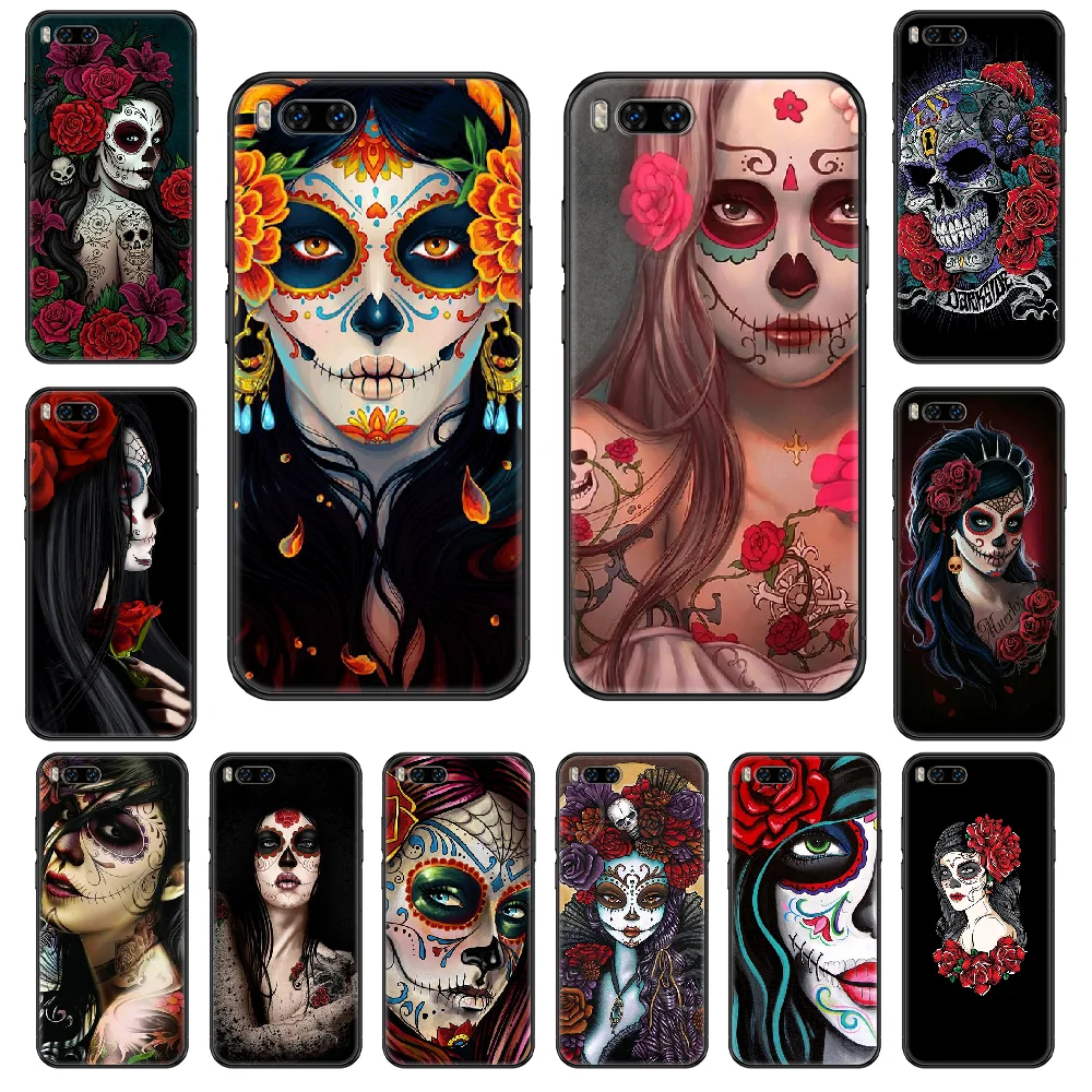 Чехол для телефона с мексиканским черепом Xiaomi Mi 6 8 9 A1 2 3 Max3 Mix2 Mix2S X T Lite Pro black art shell