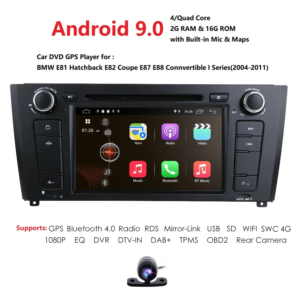 7 &quot1 Din Android 9 0 четырехъядерный автомобильный Радио gps Navi dvd плеер для BMW 1 серия E81 E82