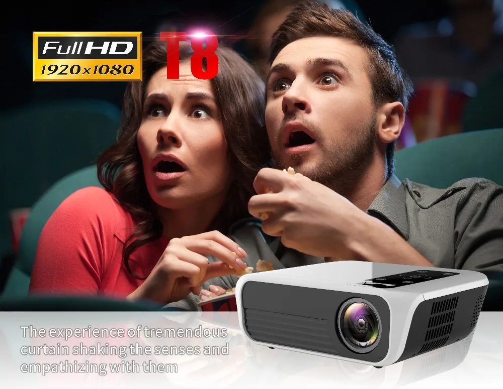 ByJoTeCH T8 светодиодный проектор 1920*1080 Full HD 1080P Android 7,1 4500 люменов Amlogic S905 2G 16G Proyector Beame домашний кинотеатр