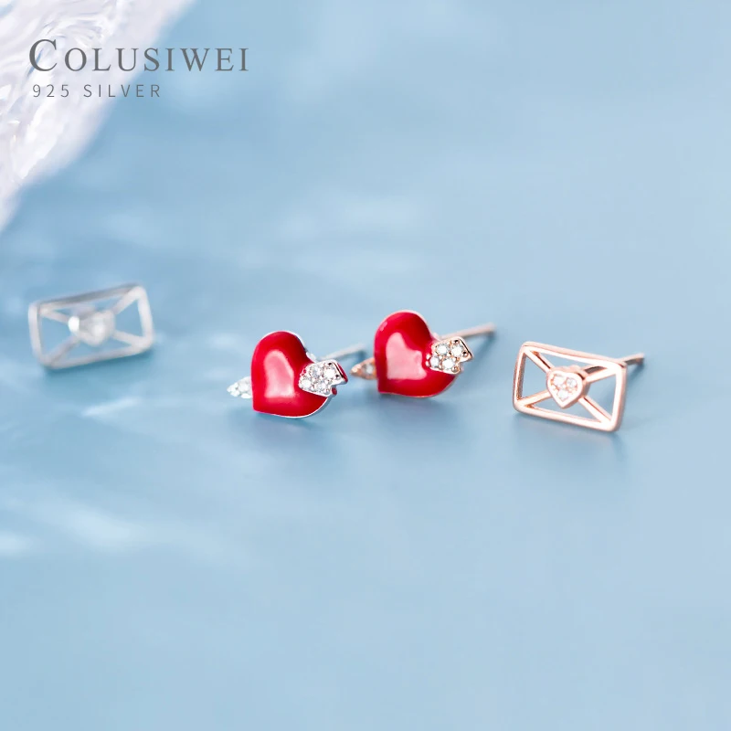 Colusiwei модные 925 стерлингового серебра Романтический Броши с красной эмалью в виде