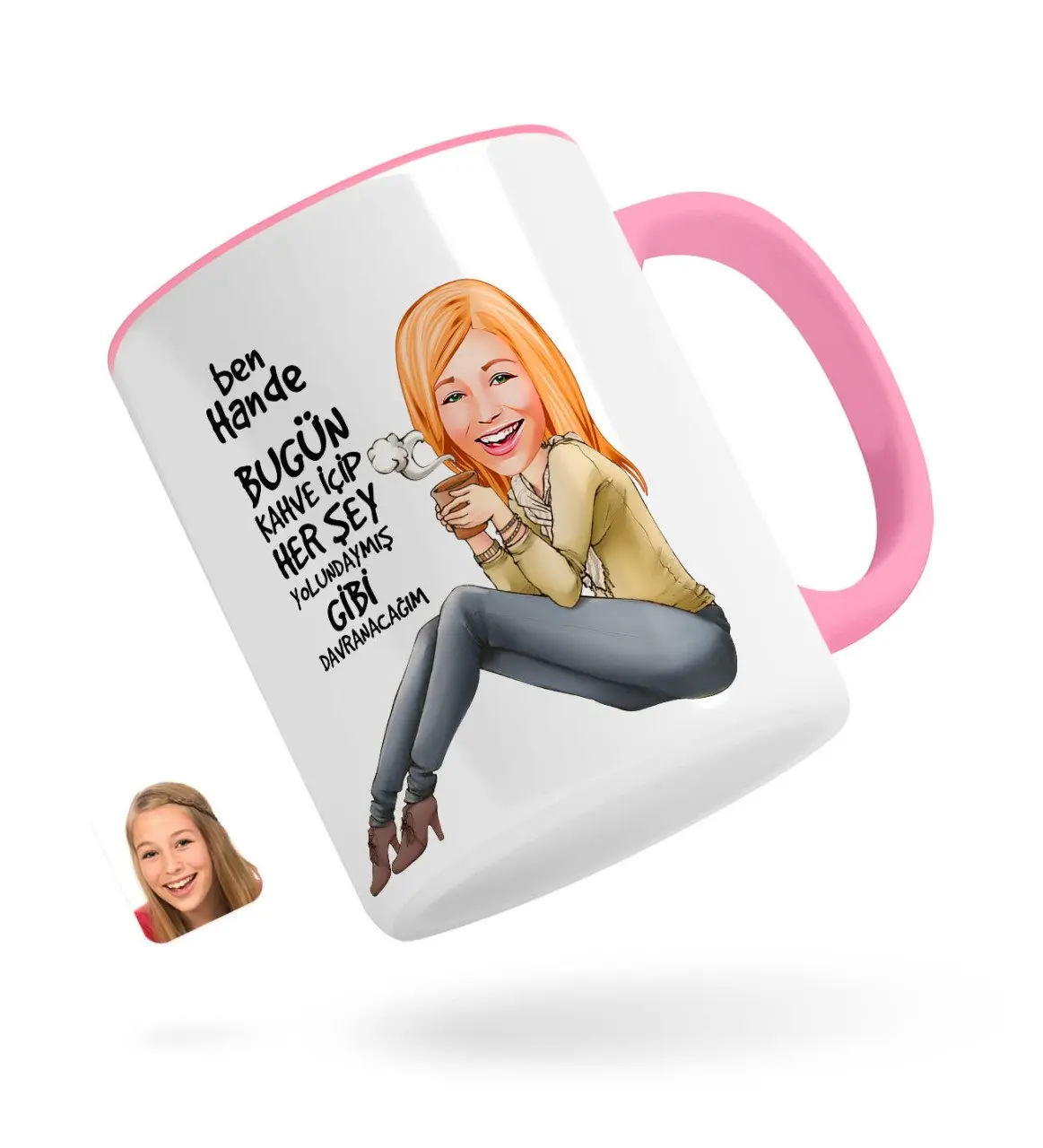 

Персонализированные Для женщин всё, что Yolundaymış как карикатура розовый кружка Bardak-3