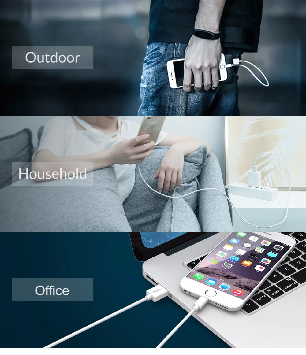 ORICO USB кабель для iPhone Освещение USB кабель для зарядки USB кабель синхронизации для iPhone 6 7 8 1 м кабель для передачи данных